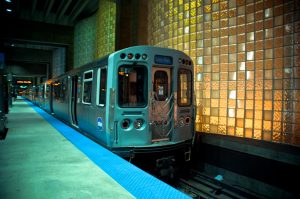 Chicago Transit Authority blue line train. Chicago Transit Authority blue line train.