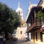 Cartagena: Plaza de Bolivar (left), Cartagena Cathedral (center), and Museo del Oro (right) in Cartagena's Old City. Photo by Author.