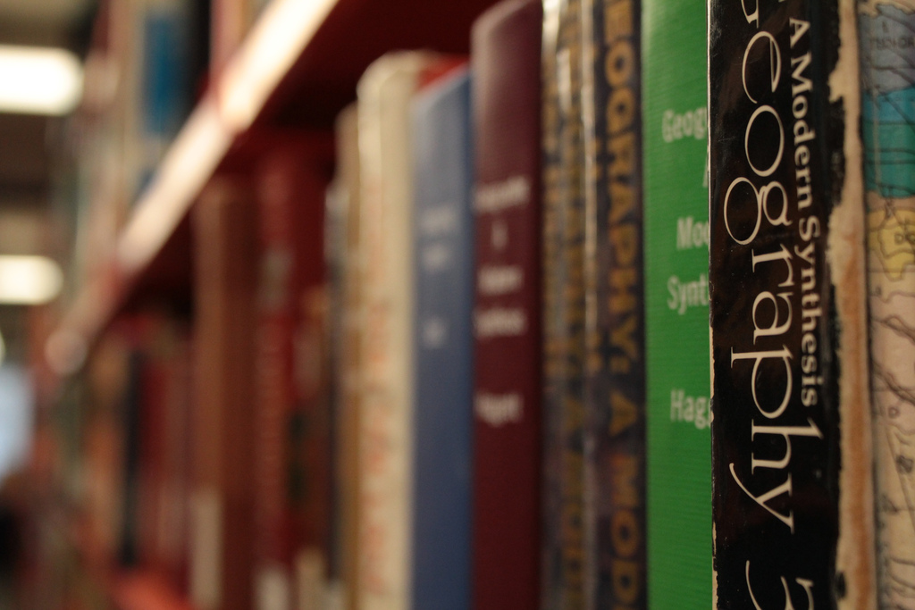 Geography book. Photo by listentothemountains on Flickr.