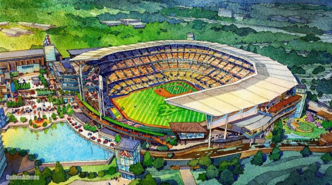 Rendering of the Atlanta Braves' new Cobb County Stadium
